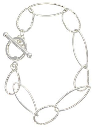 Cód.: P253 P Pulseira especial folh. a prata c/ elos longos