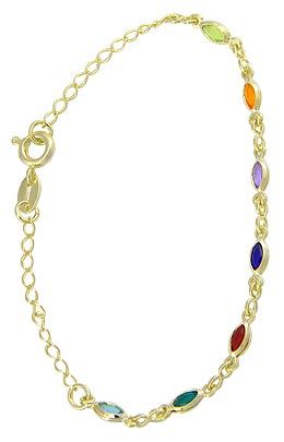 Cód.: P243 Pulseira colorida folh. a ouro c/pedras acrílicas