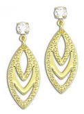 Cód.: BS2185 Brinco folh. a ouro c/ chapa estampada e strass