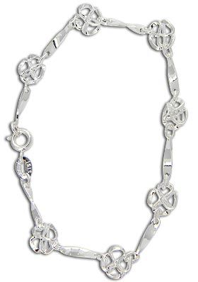 Cód.: P244 P Pulseira folh. a prata c/ adornos em flor